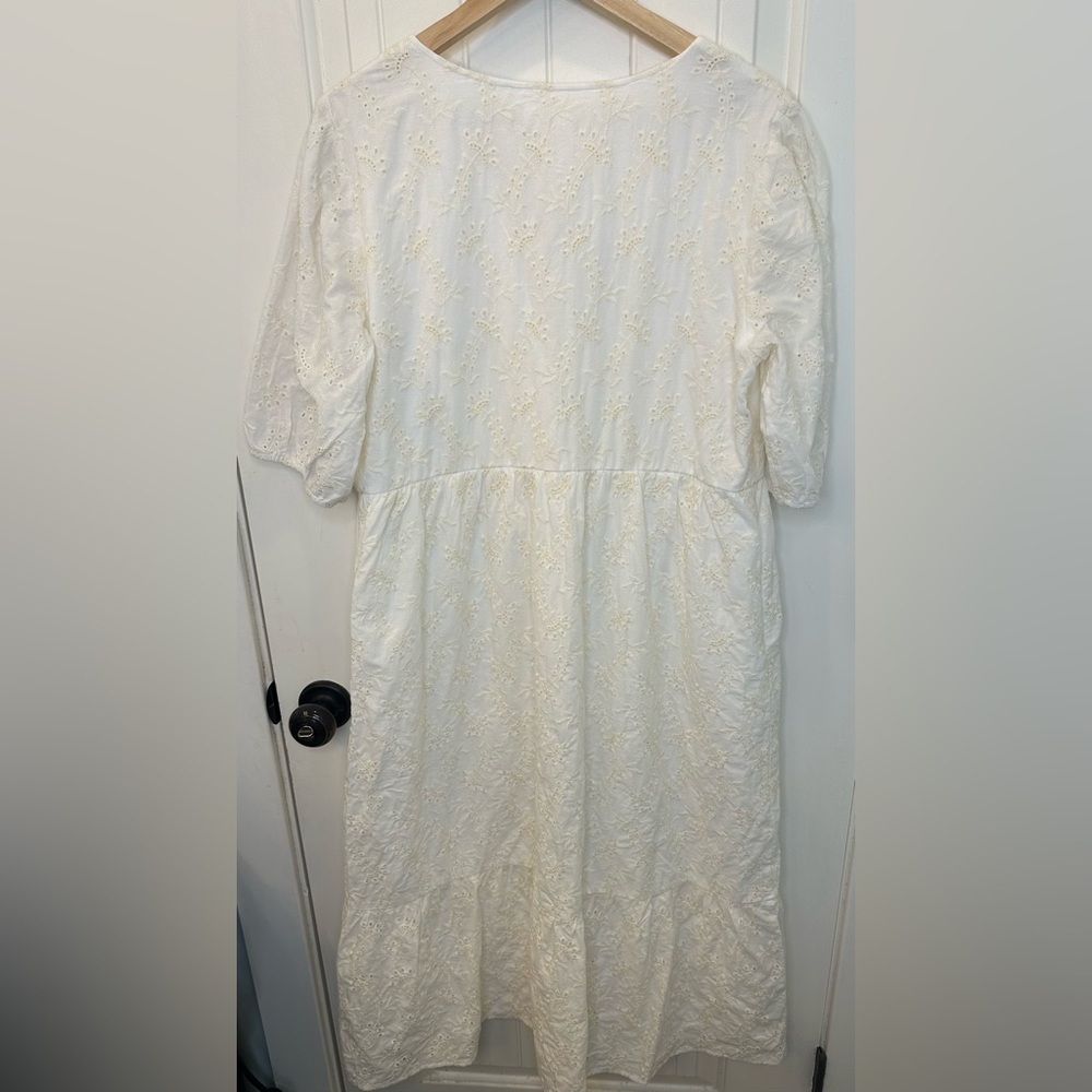 Nwt Roolee Off-White Eyelet Midi Dress Size L — image 8 of 8